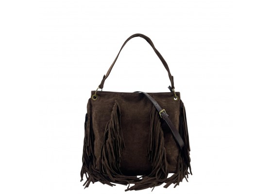 Bolso De Hombro Grande Con Flecos